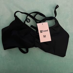 NWT size medium fused Hawaii tie style bikini top in “black lava”
